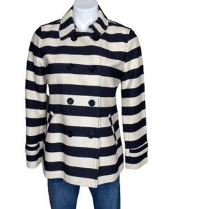 Loft Black And Cream Stripe Double Breasted Jacket